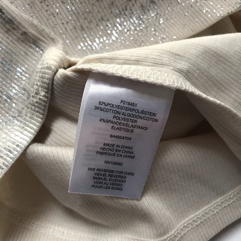 Y2K Almost Famous Top Large Cami Cream Metallic Silver Splatter Rave Going Out - Picture 13 of 14